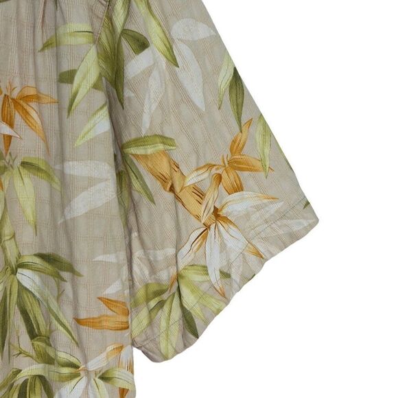 Tommy Bahama - Men's Vintage Hawaiian Floral Silk Short Sleeve Shirt, Size L Tan - Picture 9 of 16